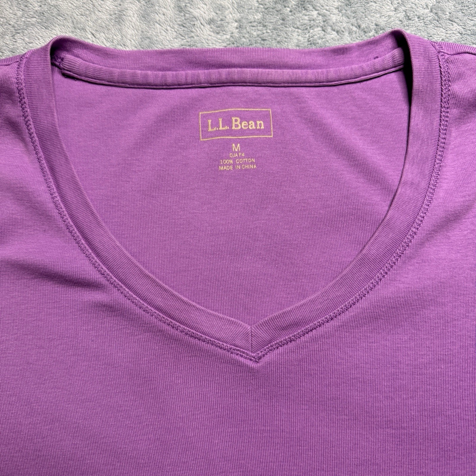 L.L.Bean Women’s Purple Solid Cotton Knit V-Neck Pullover T-Shirt M Reg
