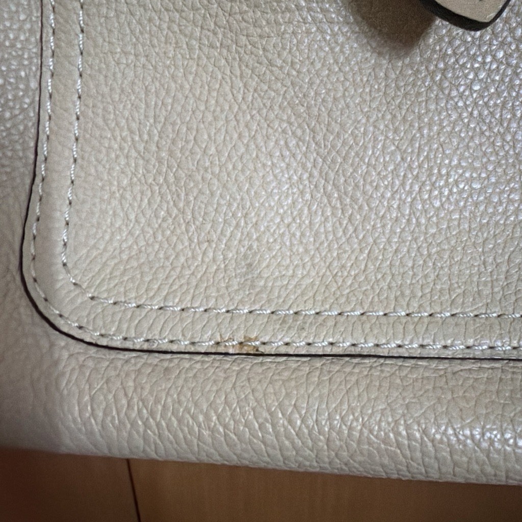 Coach Beige Pebbled Madison Large Satchel Double Handles Zip/Snap Hang Tag