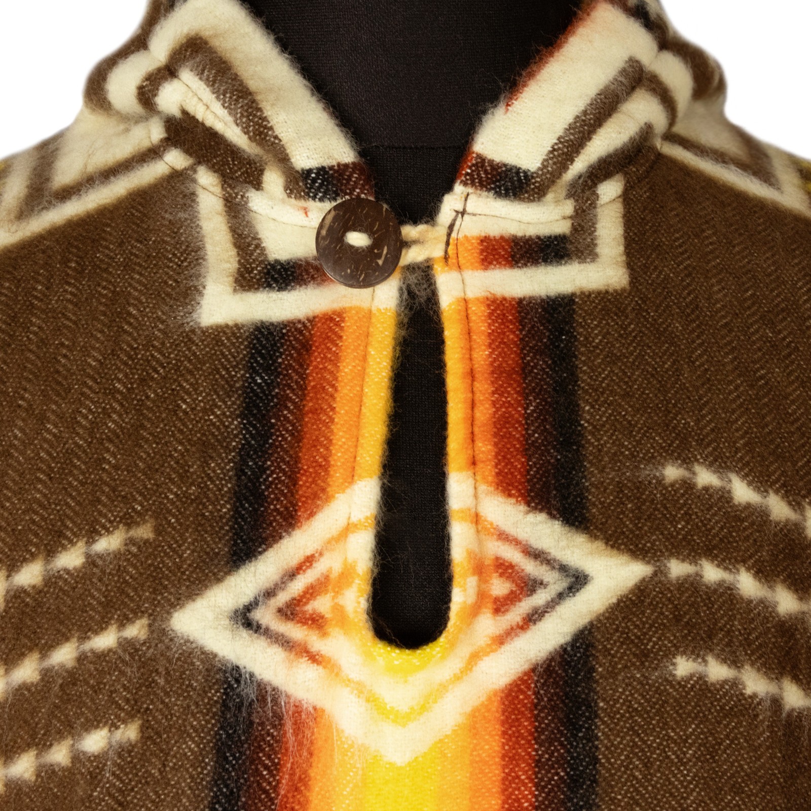 ALPACA WOOL HOODED PONCHO AZTEC SOUTHWEST BOHO UNISEX ONE SIZE S-XXL