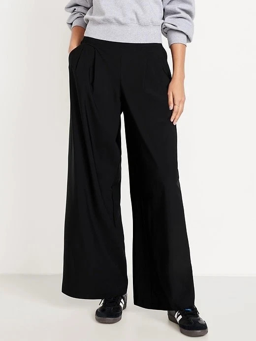 Old Navy 2X High-Waisted SleekTech Trouser Pants Black #784434 Stretch Go Dry