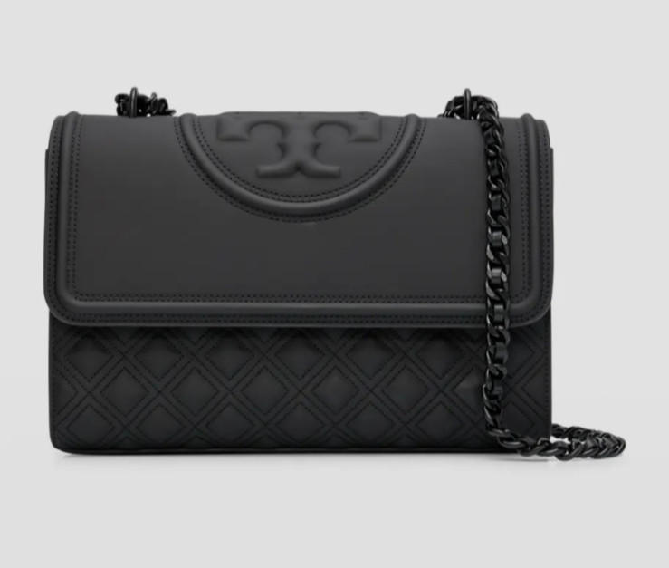 TORY BURCH Fleming Matte Convertible w/Chain Strap Shoulder Bag – Black Rubber