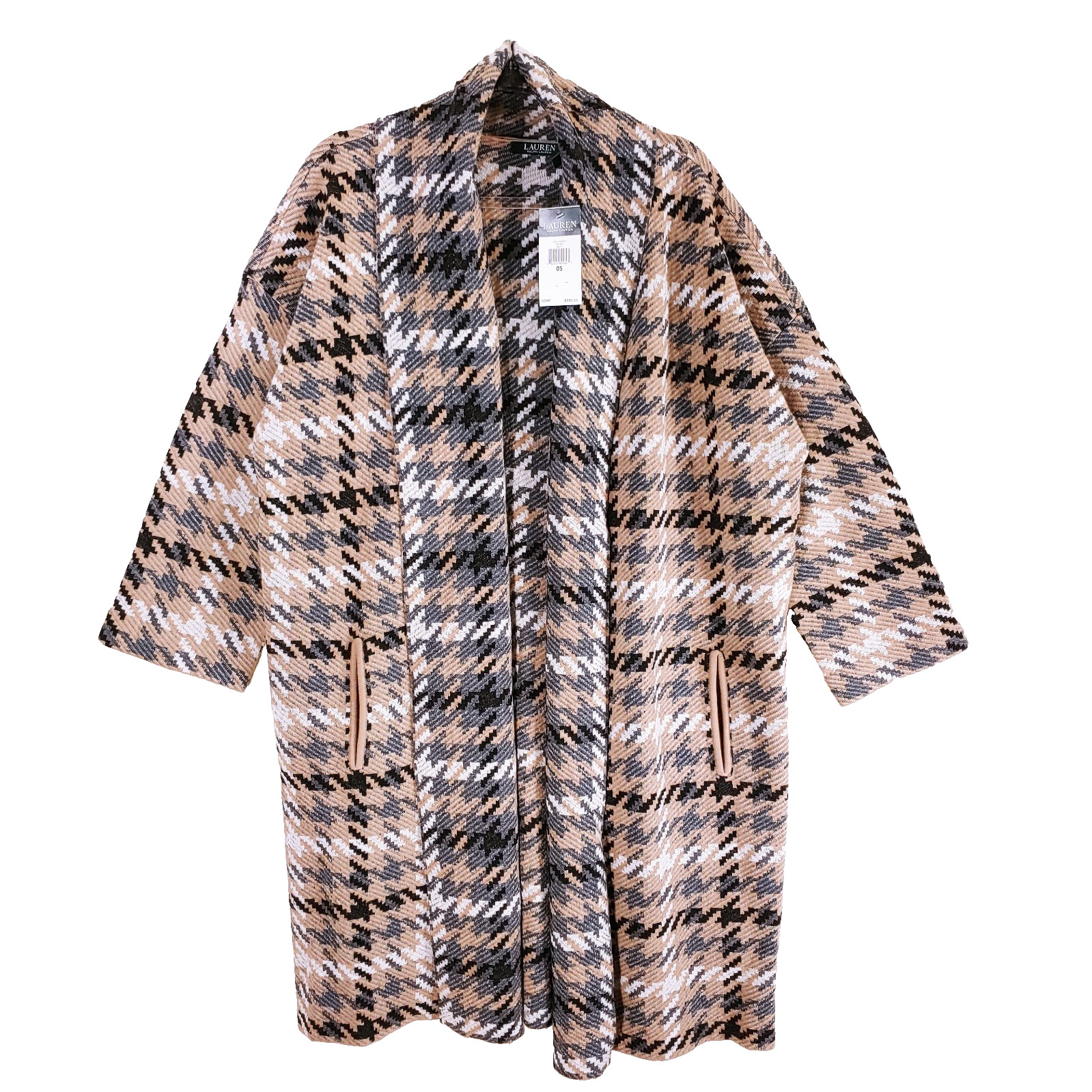 $305 New Lauren Ralph Lauren Long Coat Womens 1X OS Wool Jacket Geometric