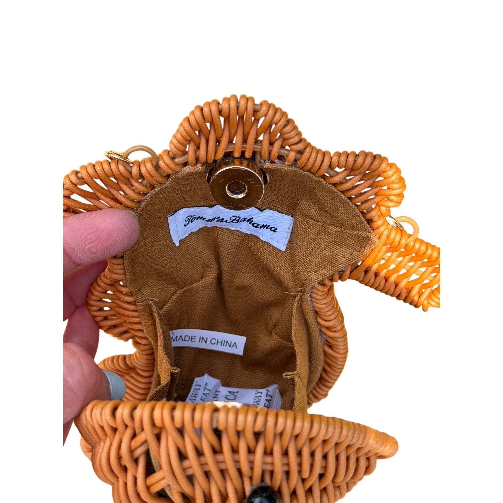 NWT Tommy Bahama Seahorse Woven Wicker Bag with Gold Crossbody Chain