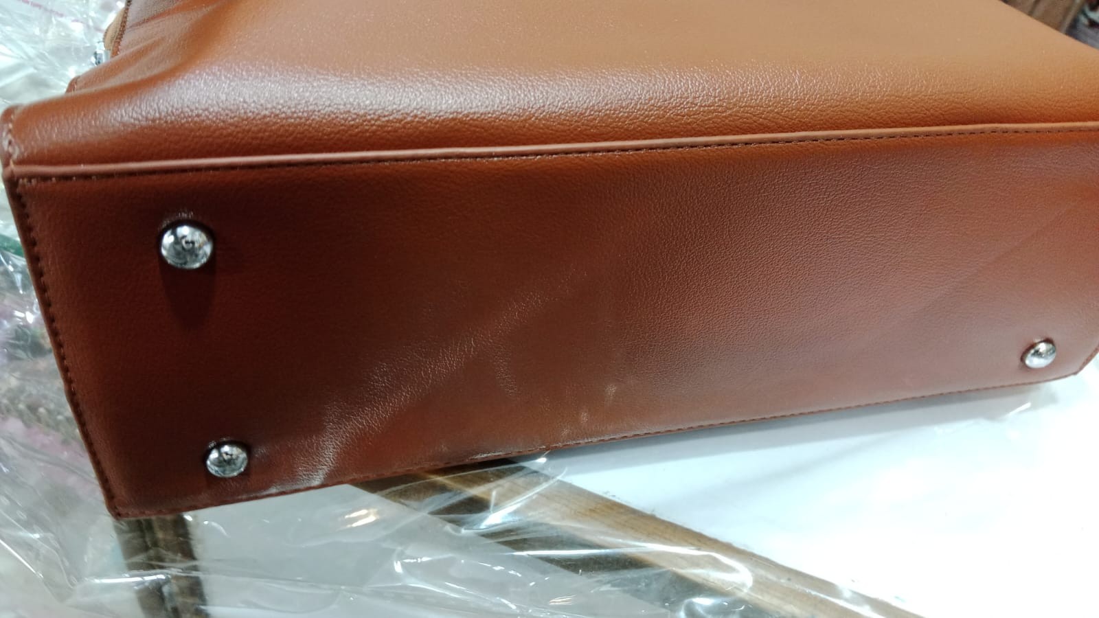 Women’s Tan Leather Office Handbag Top Handle Shoulder Tote Satchel Crossbody