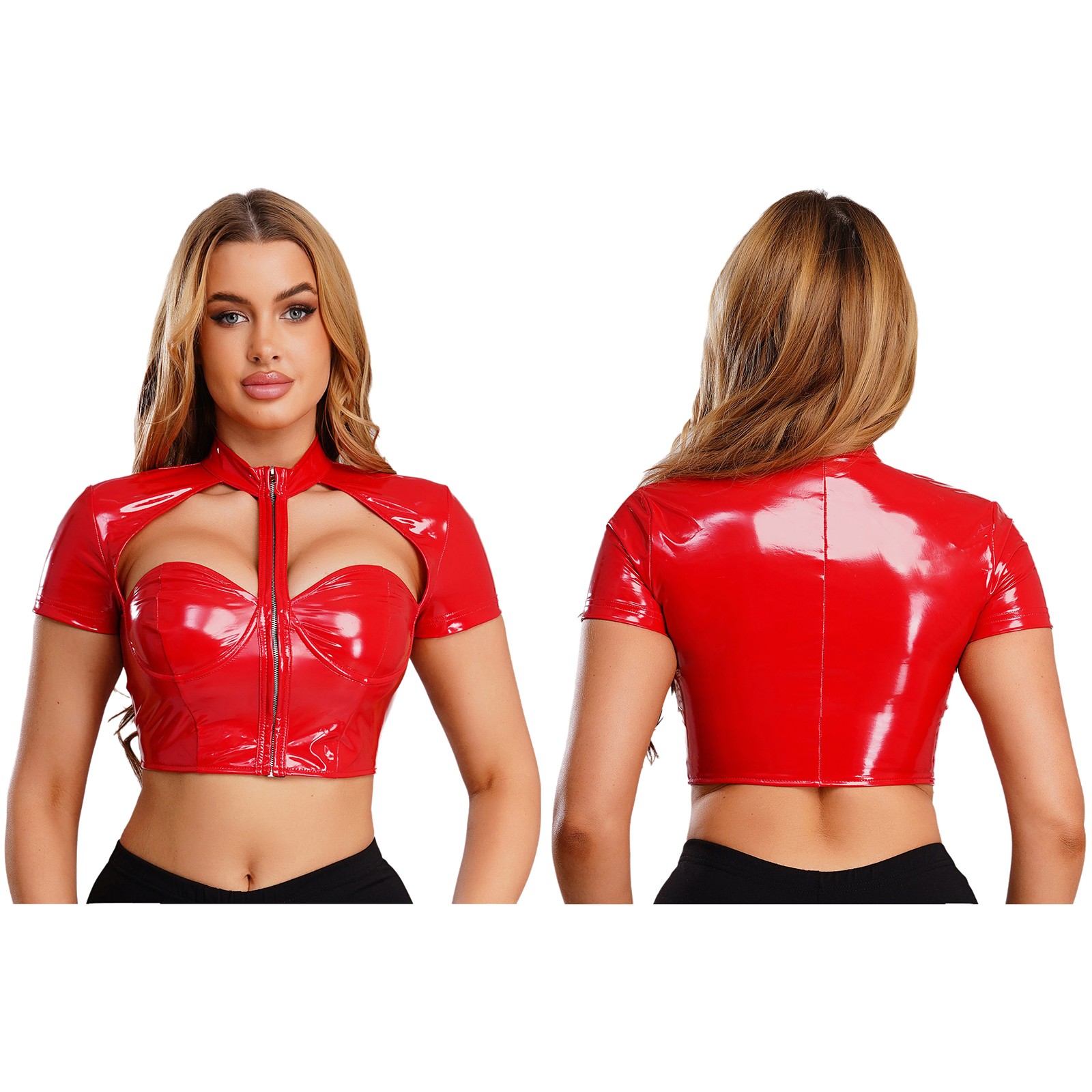 Women Top Patent Vest Glossy Bustier Punk Party For Carnivals Adult Clubwear