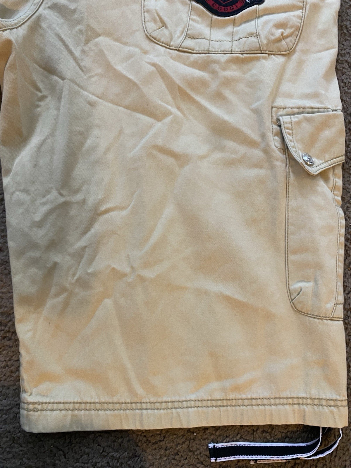 VINTAGE Y2K COOGI Men’s Beige Canvas Cotton Cargo Shorts Size 40. Biker Hip Hop