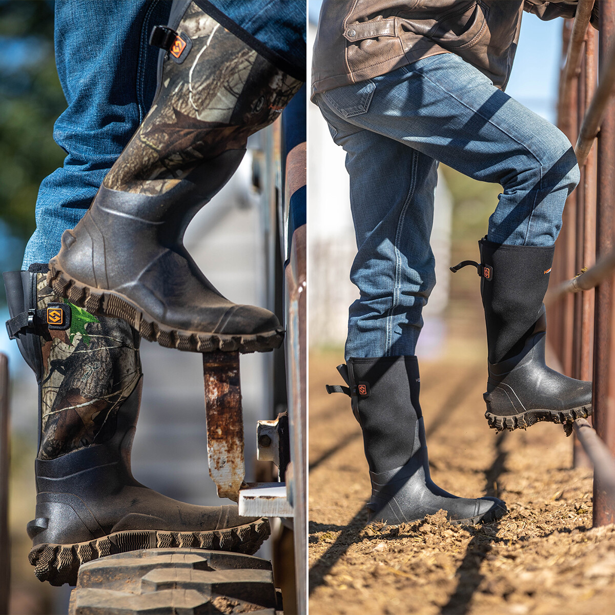 HISEA Men Adjustable Rain Boots Fishing Hunting Mud Dirt Farm Work Safety Shoes