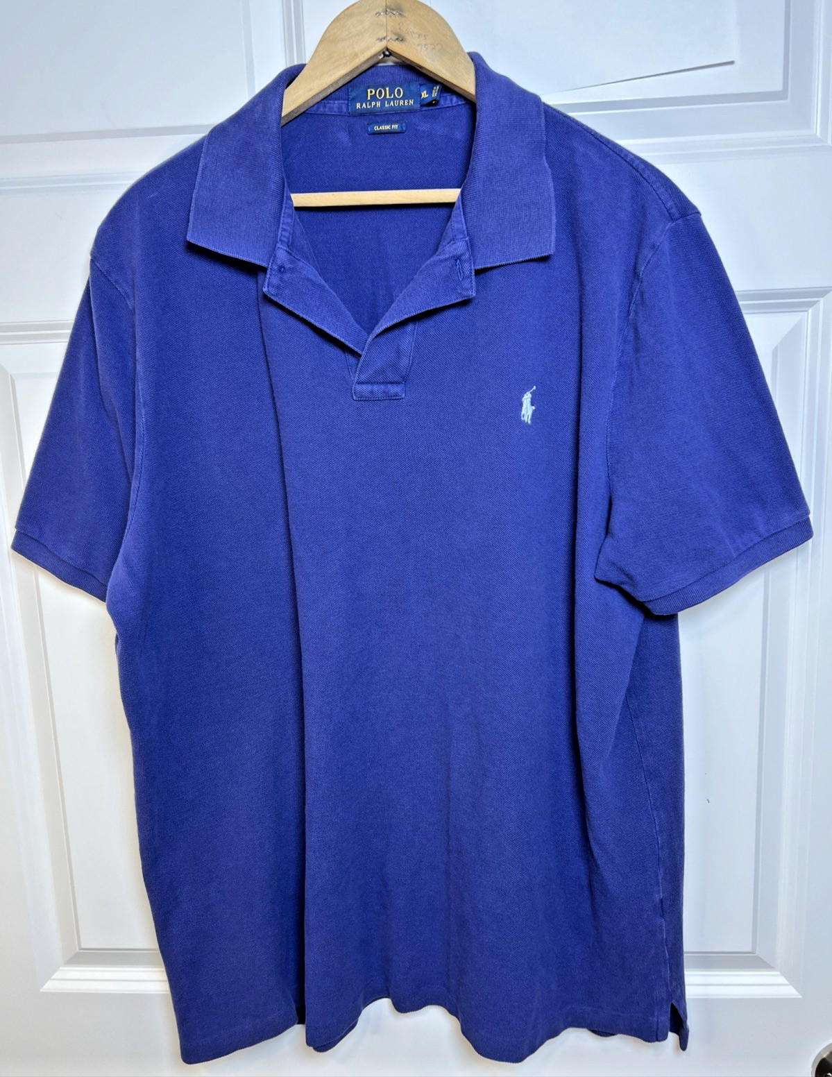 Polo Ralph Lauren Open Placket Polo XL Royal Blue Classic Fit Cotton White Pony
