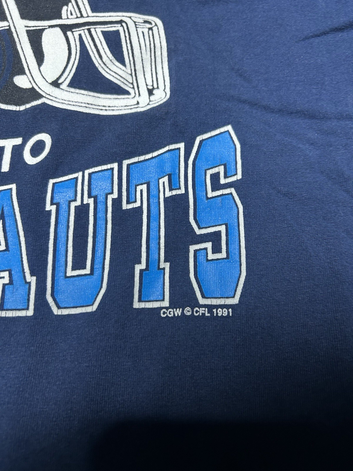 1991 Toronto Argonauts CFL Grey Cup Champions T-Shirt Size Xl Small Hole