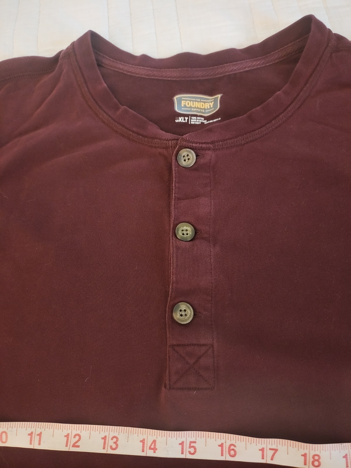 The Foundry Supply Co. Shirt Mens 3XLT Red Thermal Henley Long Sleeve Big Tall