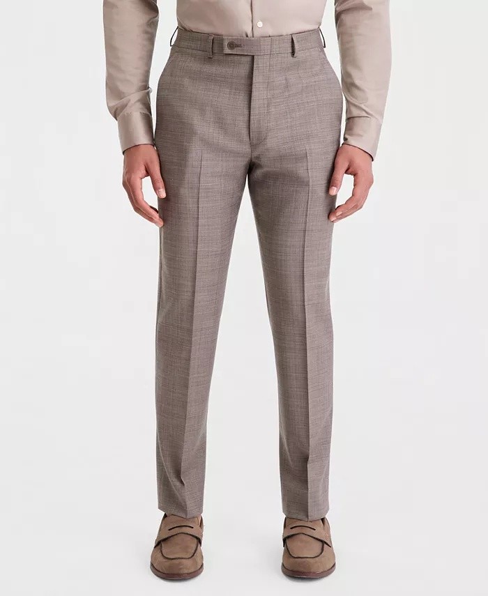 Calvin Klein Mens Slim fit Wool 34 / 30 Tan Light Brown Solid
