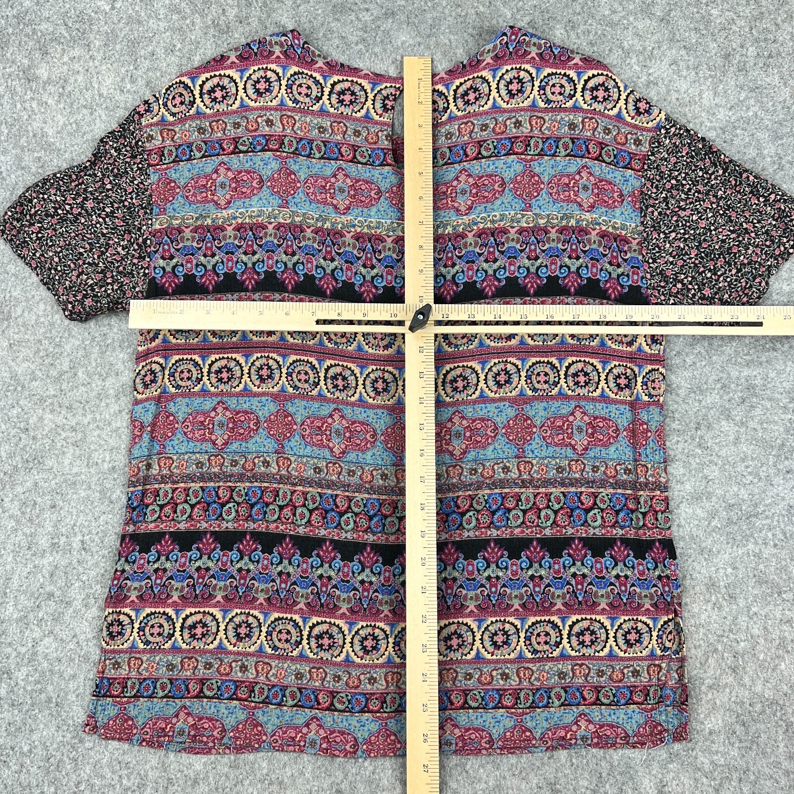VTG Norton Mcnaughton Shirt Womens Large 14 Aztec Short Sleeve Boho Pocket Tee