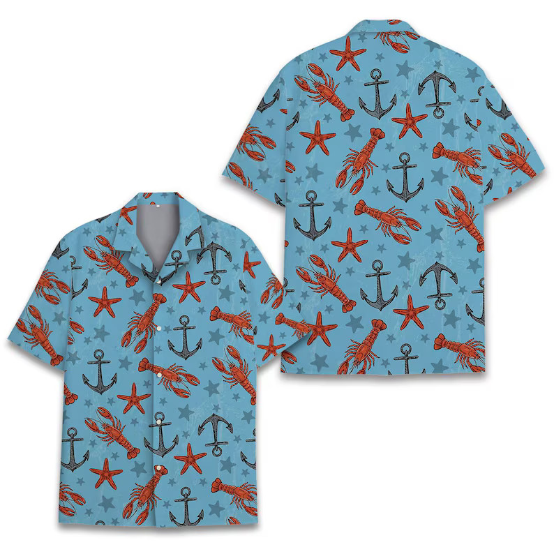 Nautical Lobster Hawaiian Shirt Men