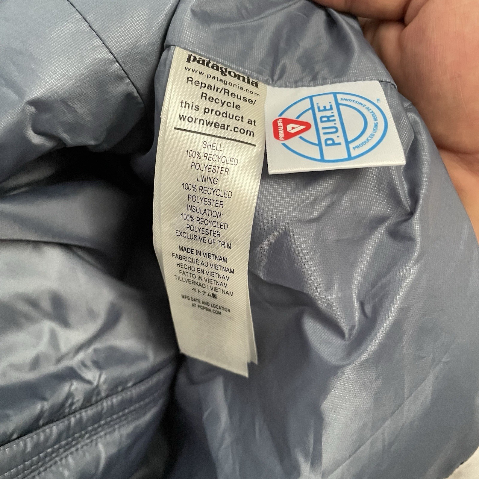 Patagonia Nano Puff Utility Blue Full Zip Lightweight Men’s Puffer Jacket Large