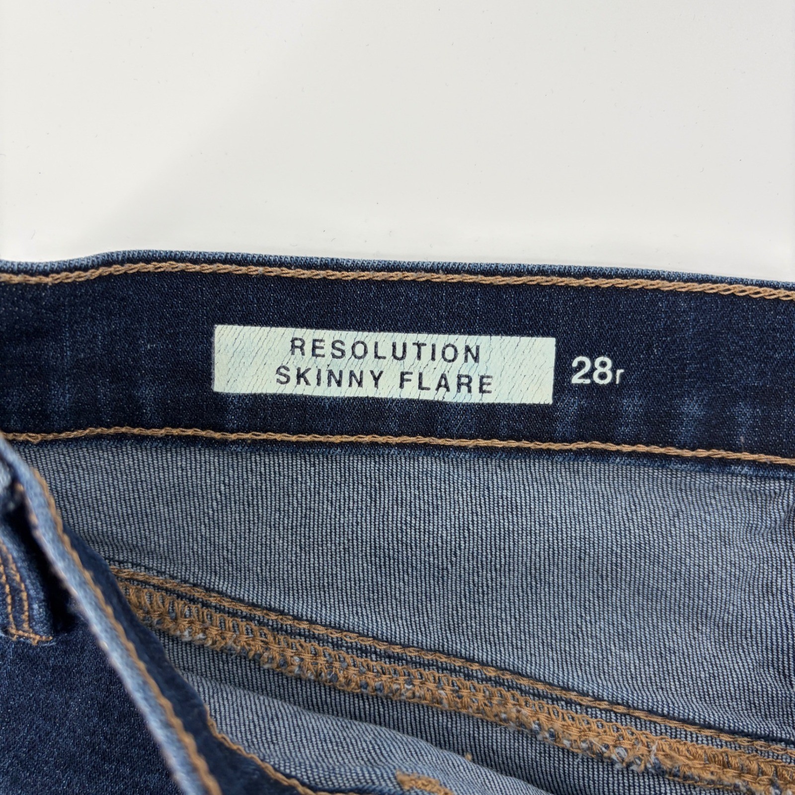 Gap 1969 Resolution Skinny Flare Jeans Blue 28r High Rise Side Zip Patch Pocket