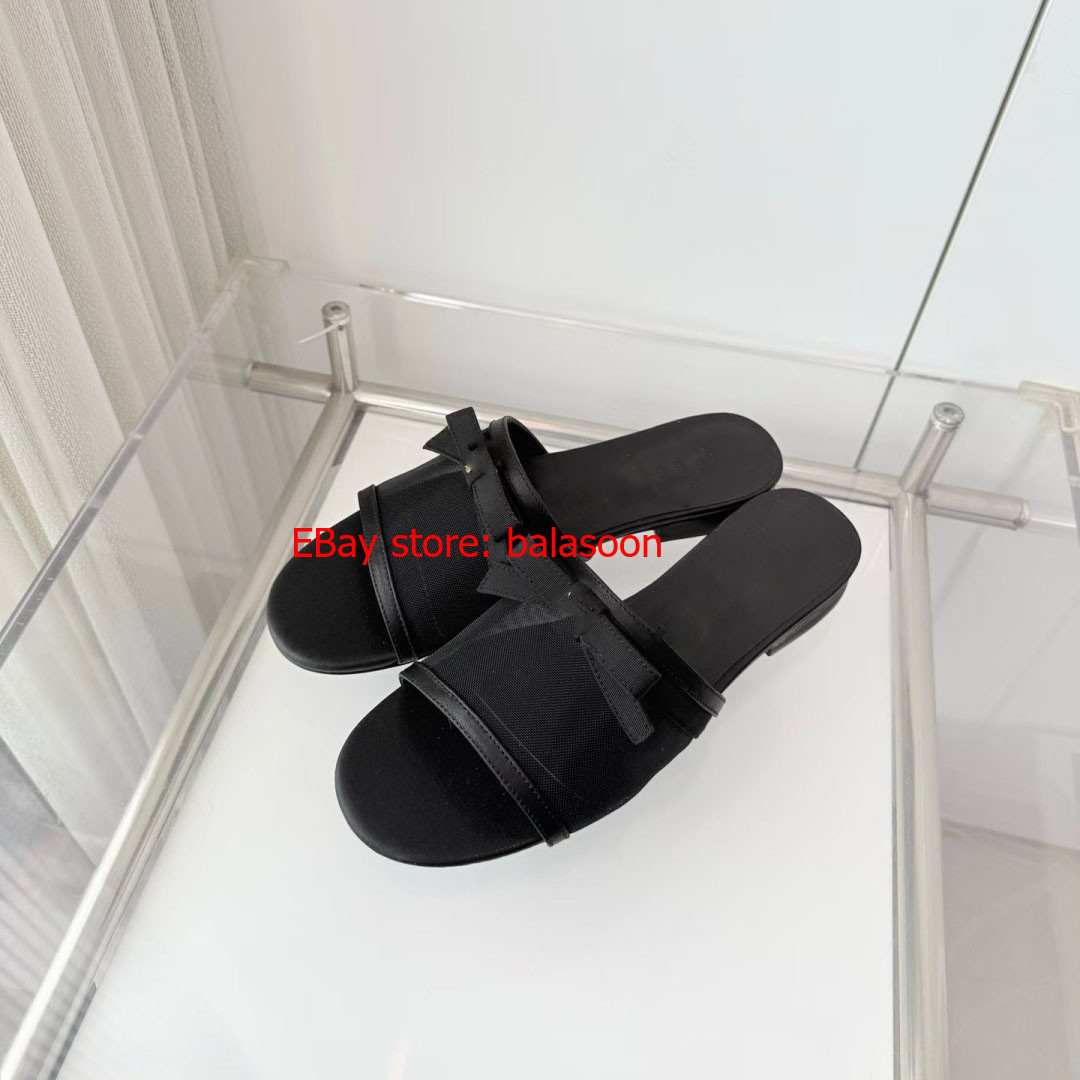 bow low-heeled slippers spring and summer 2026 mesh slippers comfortable 35-40