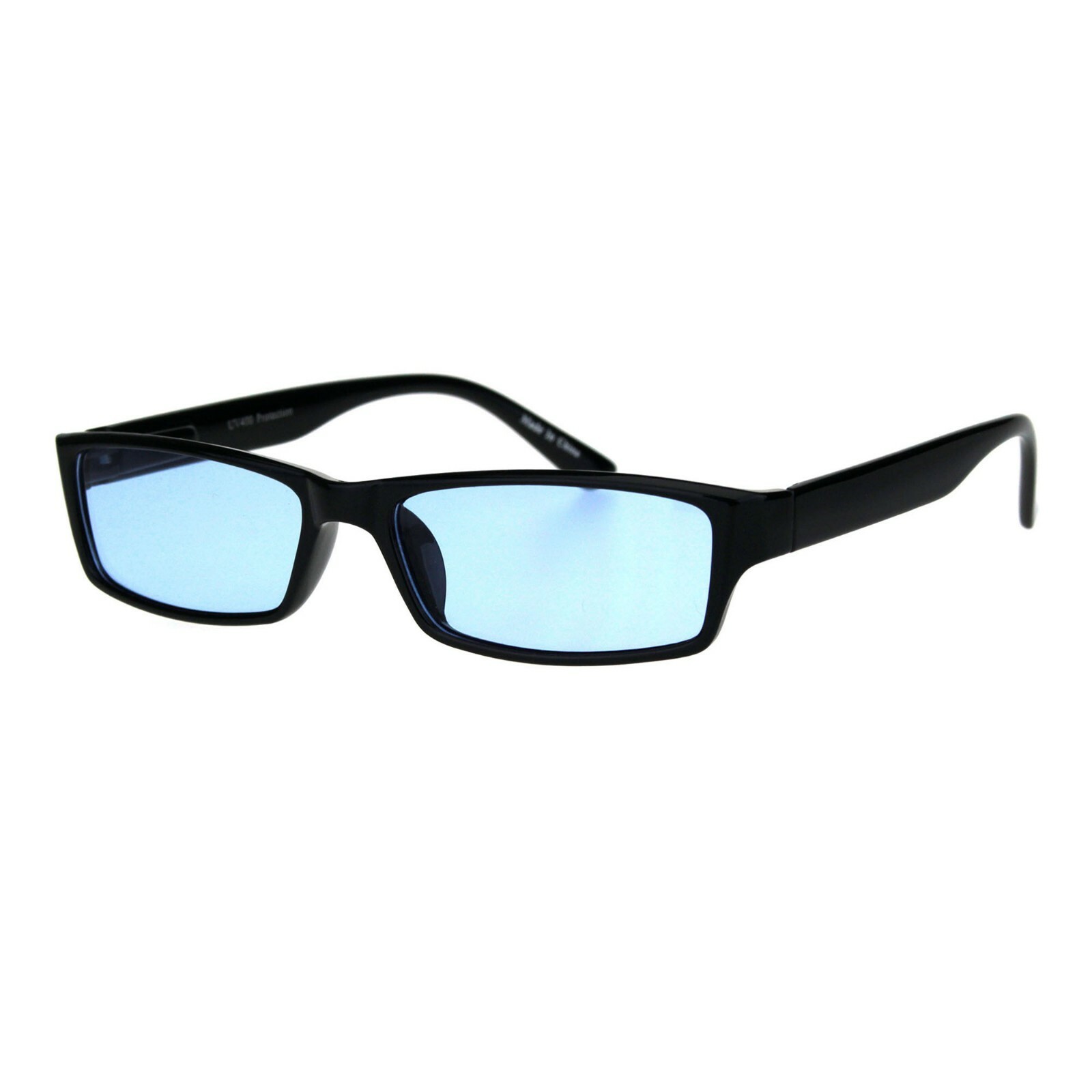 Black Rectangular Frame Sunglasses Color Lens Small Size Spring Hinge UV400