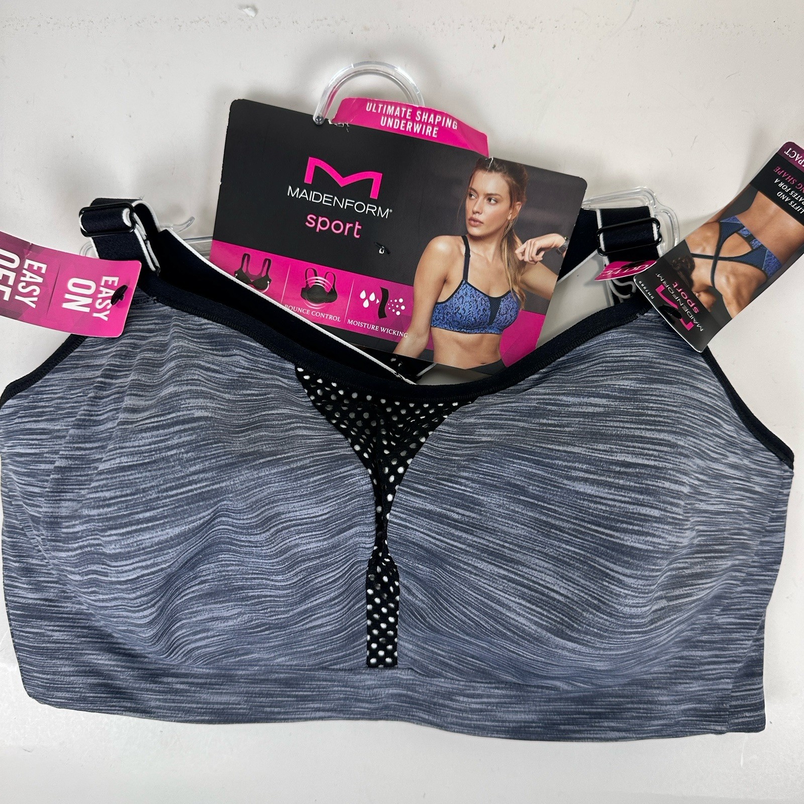 Maidenform DM7989 Ultimate Med Impact Sports Bra Crossback UW Womens 34DD Gray