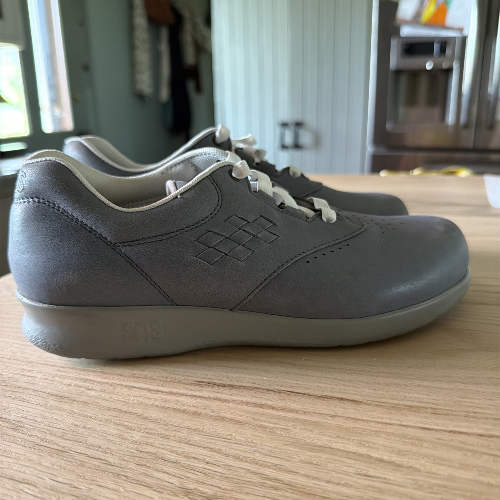 SAS Free Time Walking Shoes Sneakers Womens Size 5 W Wide Blue Leather Orthotic
