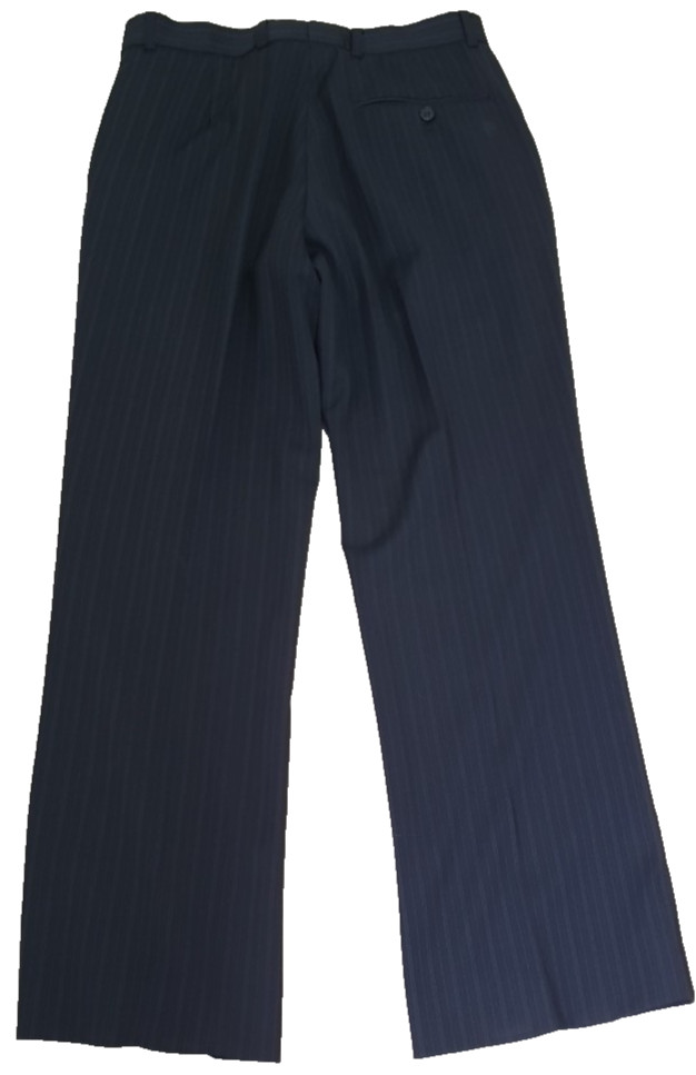 Limehaus mens 2 piece suit Ch38″S W30″ L29″ Black with blue pinstripe