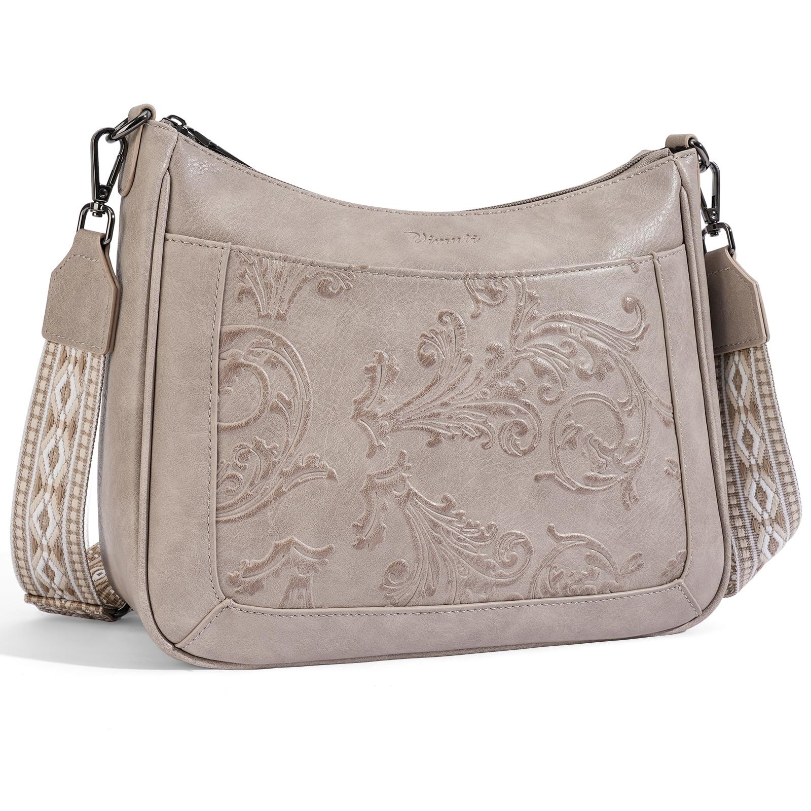 VIMUTI Vegan Leather Crossbody Bag with Adjustable Strap – Floral Design