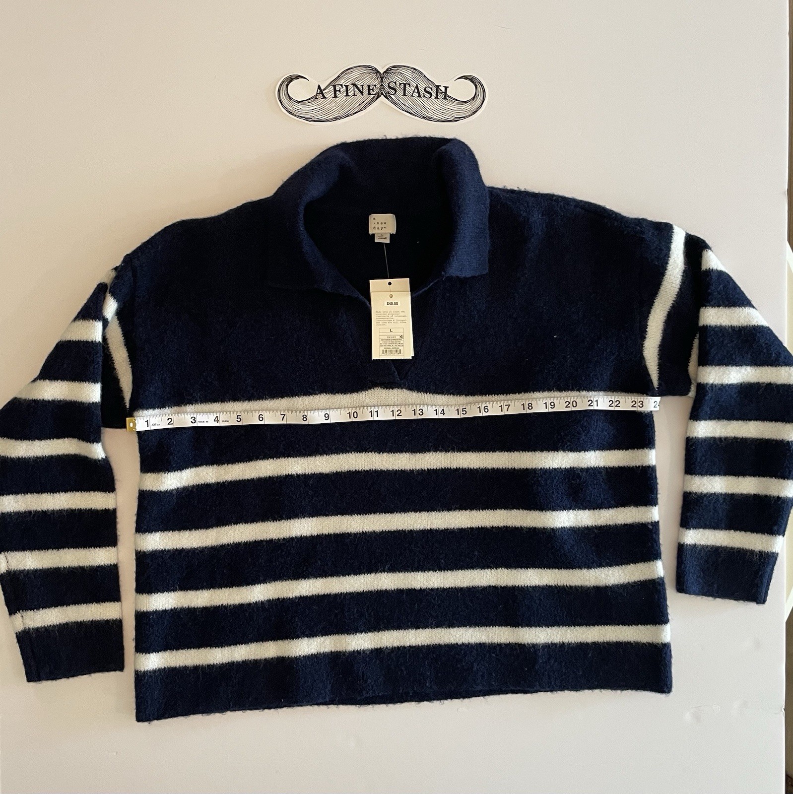 NWT A New Day Women’s Polo Collar Knit Pullover Sweater Blue L