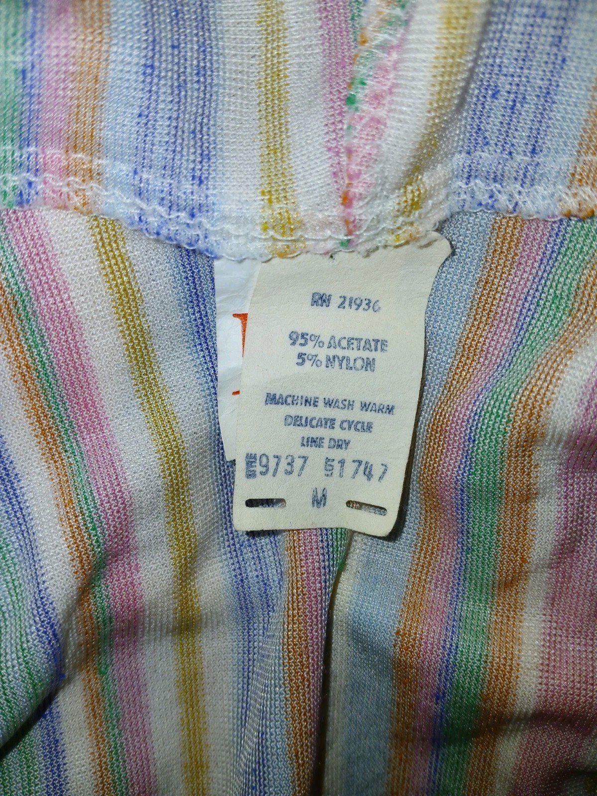 Vintage 70s Terry Cloth Rainbow Stripes Hooded Swim Cover-up Robe Tex M EUC