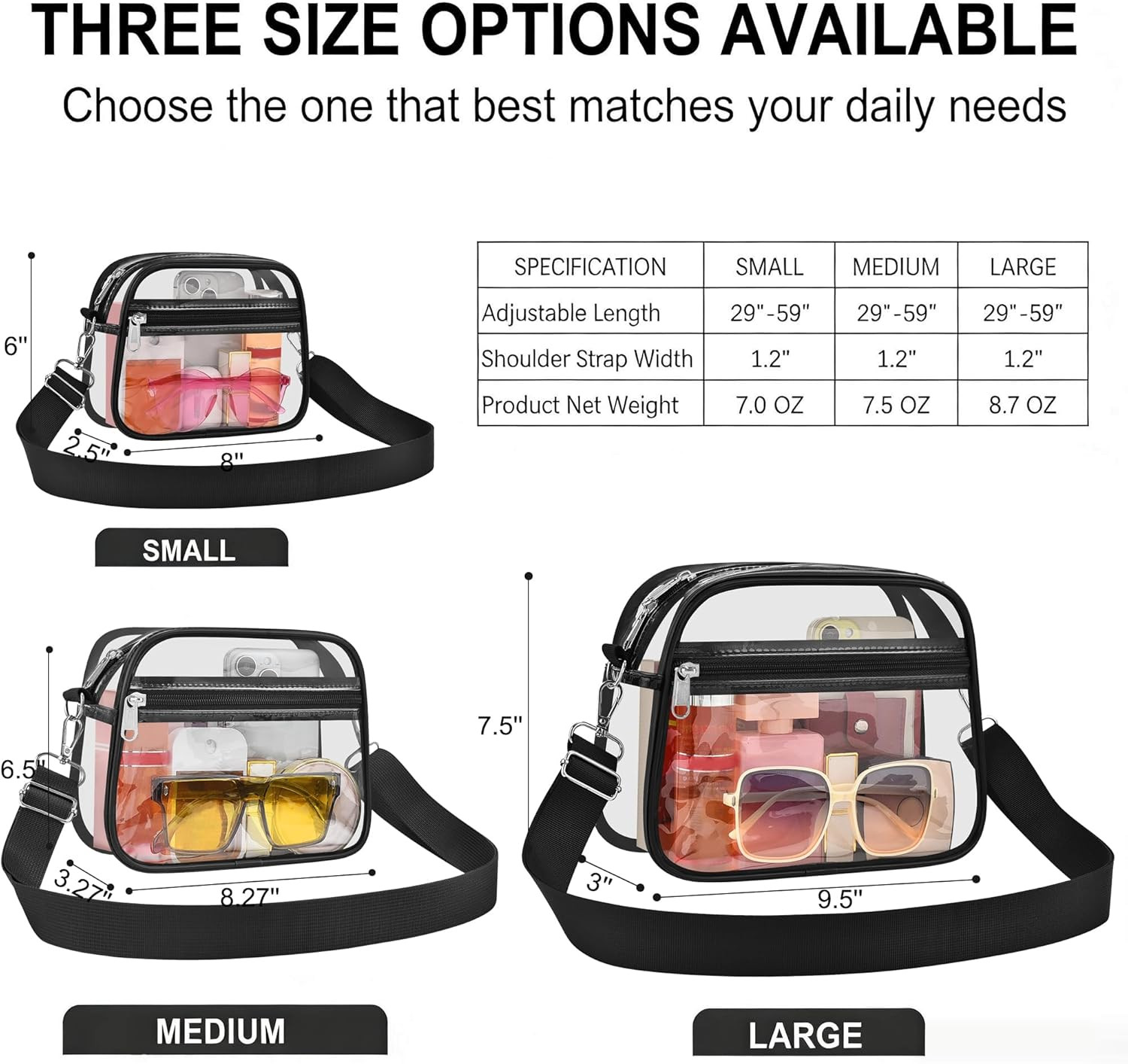 Clear Bag for Stadium Events Clear Sports Fan Handbags Purses with Adjustbale St