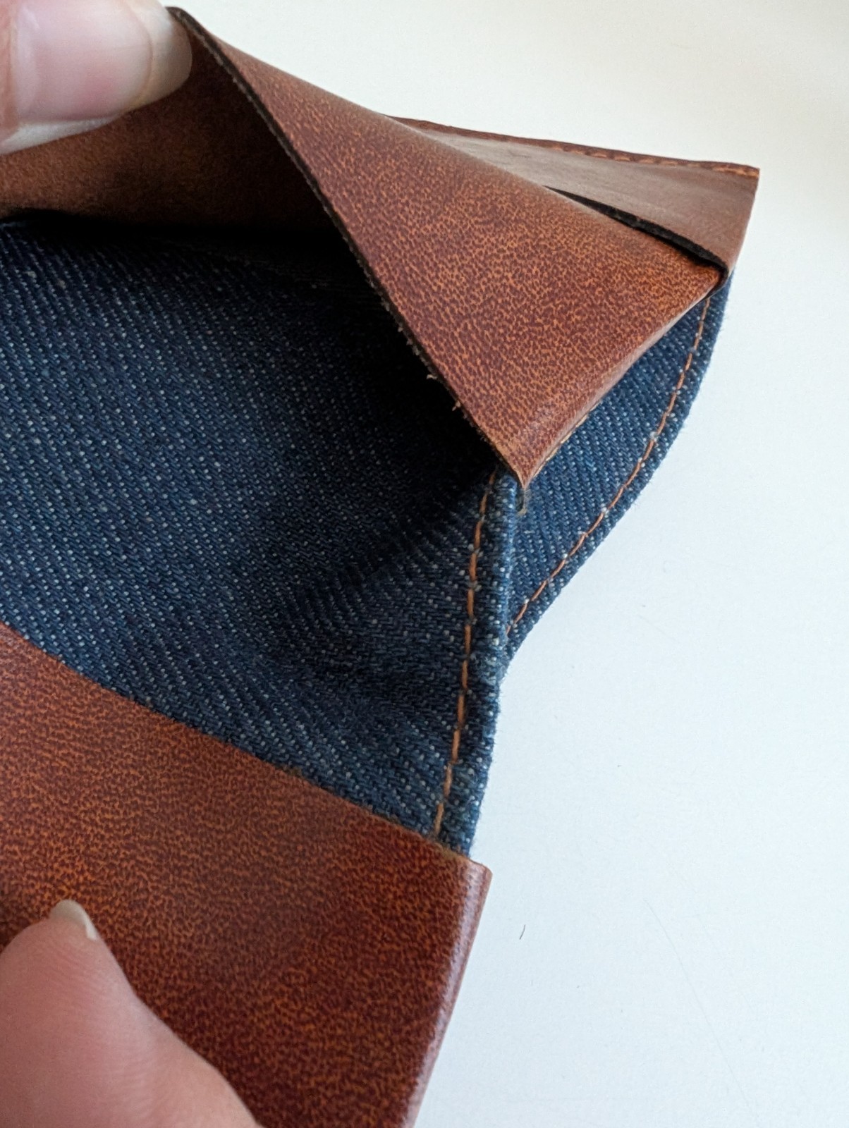 Vintage Levi Strauss denim leather wallet bifold two horse patch steerhide USA