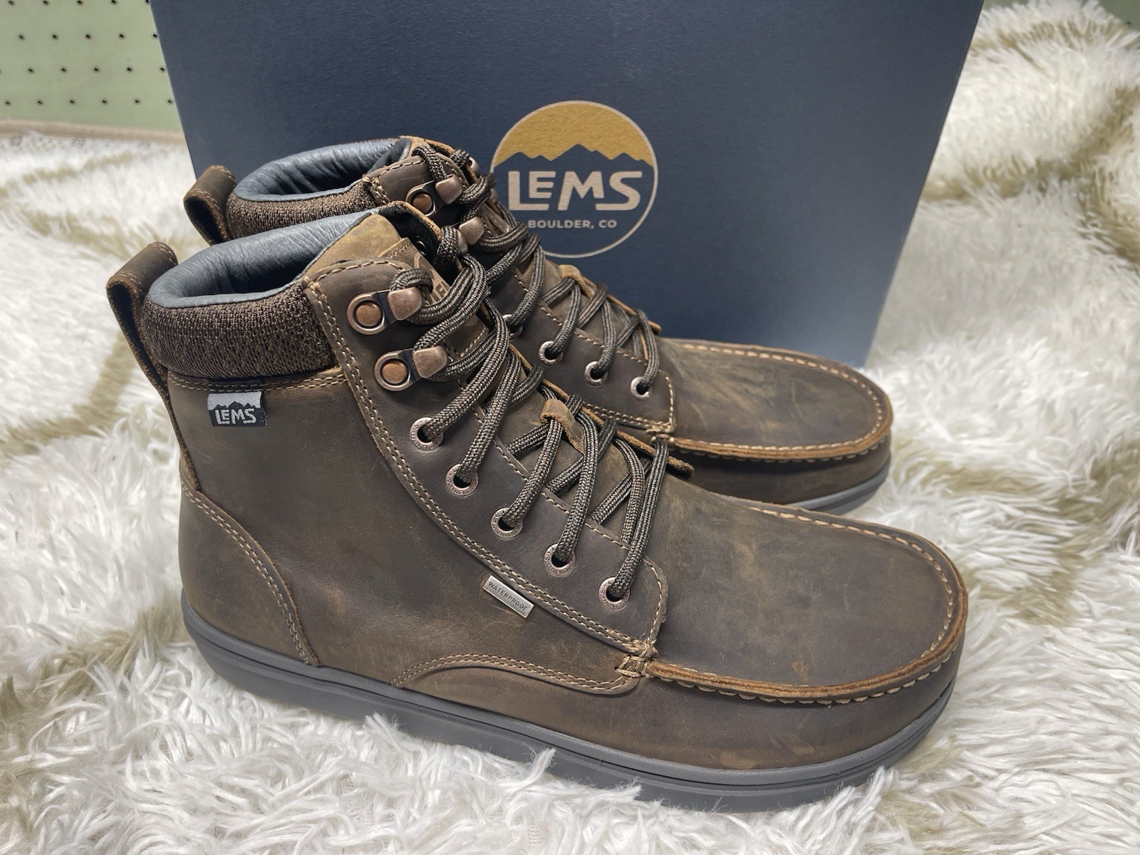 🧡NIB*Lems Boulder Boot Grip Waterproof Men’s Size 10 Full-Grain Oiled Leather🧡