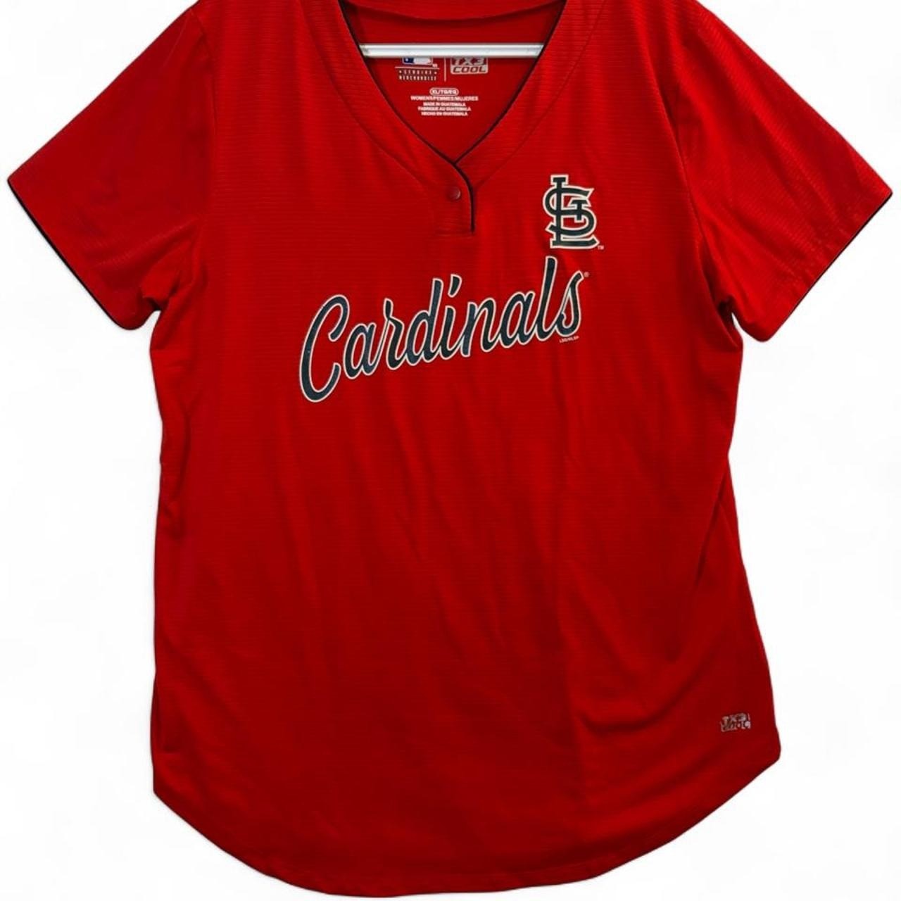 St Louis Cardinals MLB Jersey Womens XL Red TX3 Cool Henley Baseball Shirt