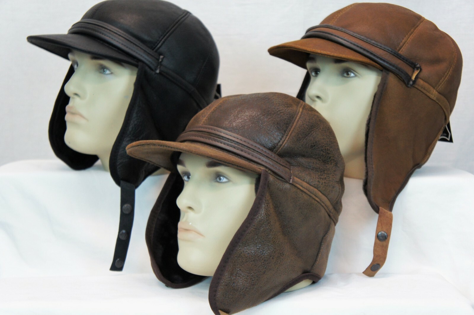 3 colors 100% REAL Sheepskin Shearling Leather Trapper Hunting Aviator Hat M-3XL