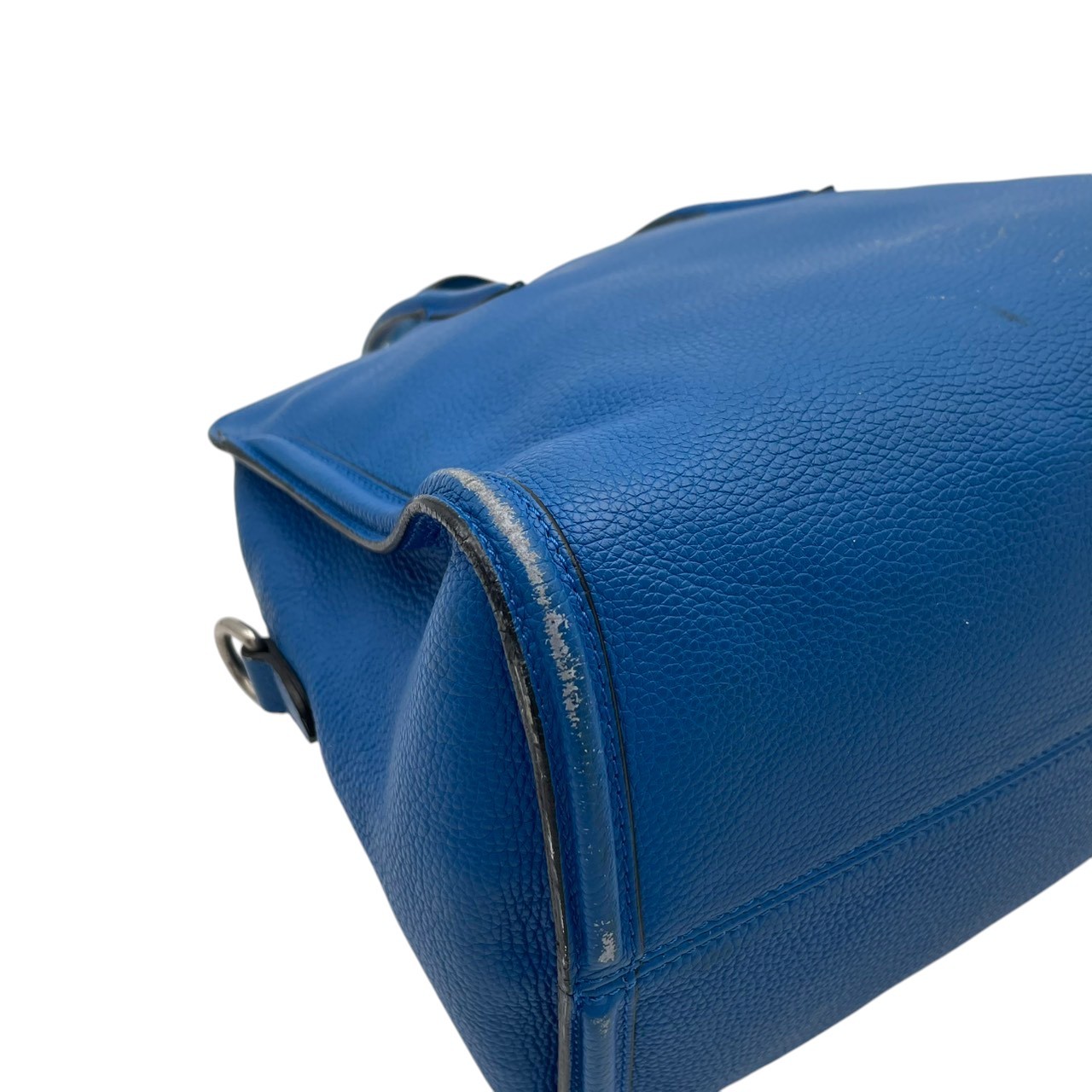 Authentic Alexander McQueen Padlock Zip-Around Tote Bag Blue Leather Elegant