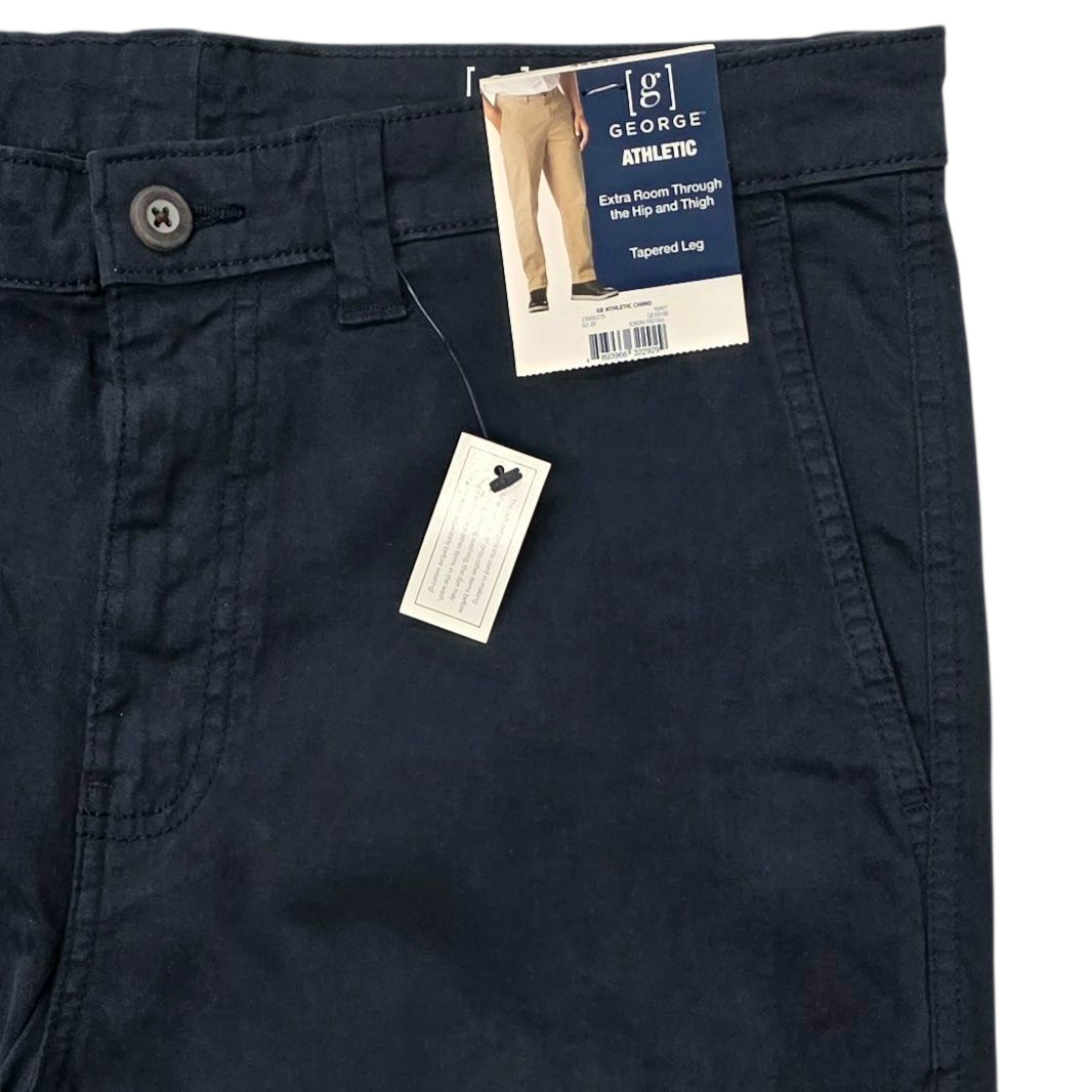 George #11896 NEW Men’s Navy Athletic Fit Stretch Tapered Leg Chino Pants
