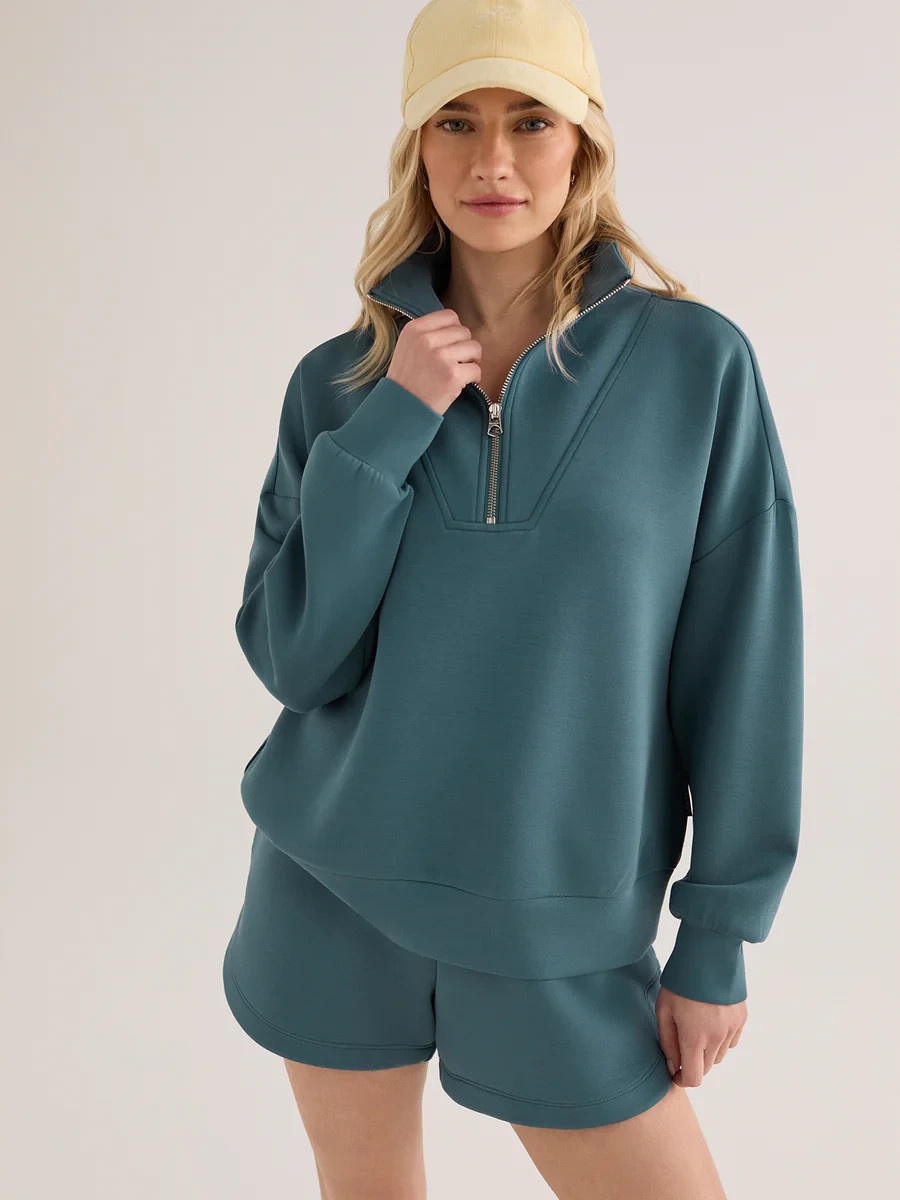 🧡NWT*Varley Hawley Half-Zip Sweater Pullover Women’s Size XXS Mallard Blue $148