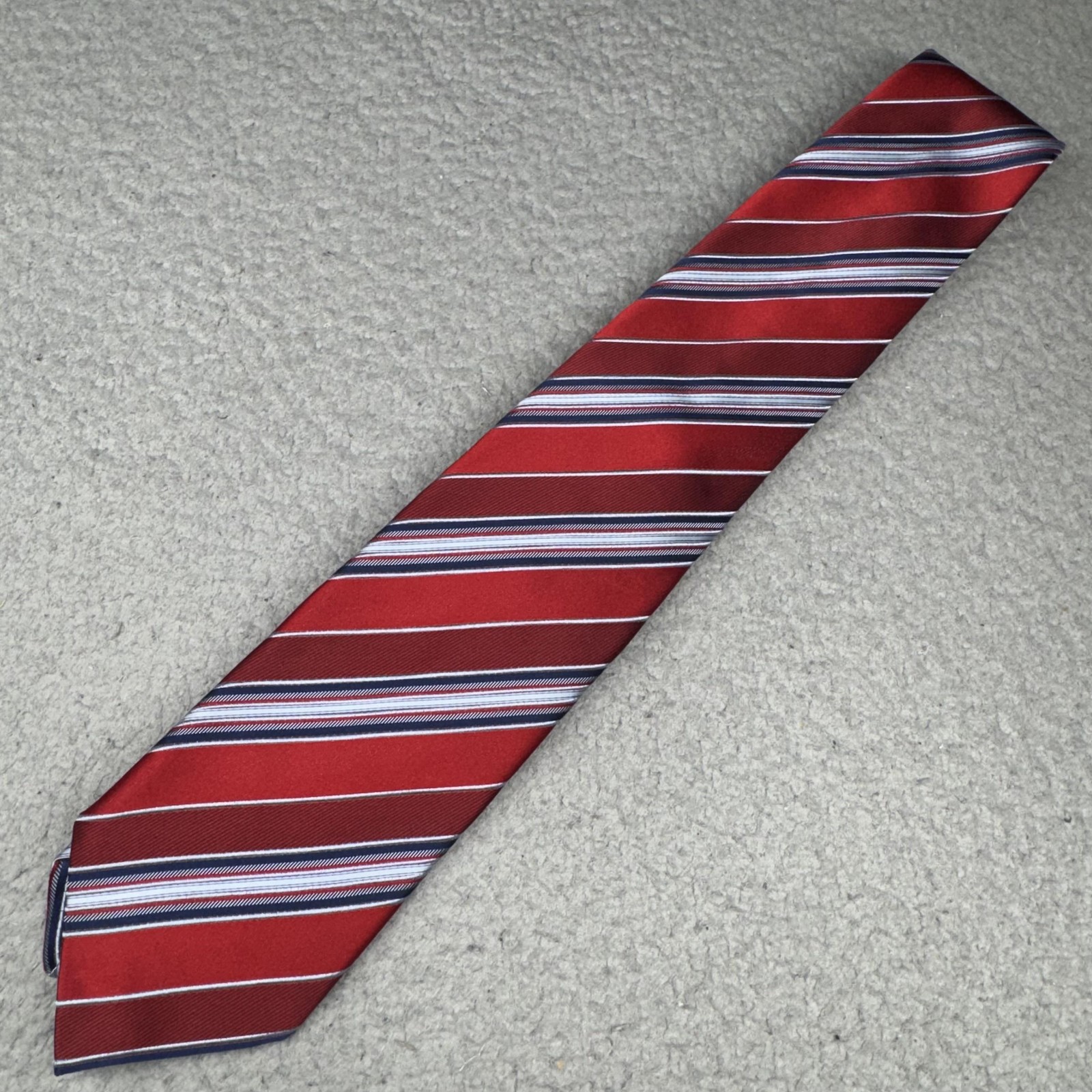 Ermenegildo Zegna Tie Red Striped Repp Silk Blend Italy Classic Designer