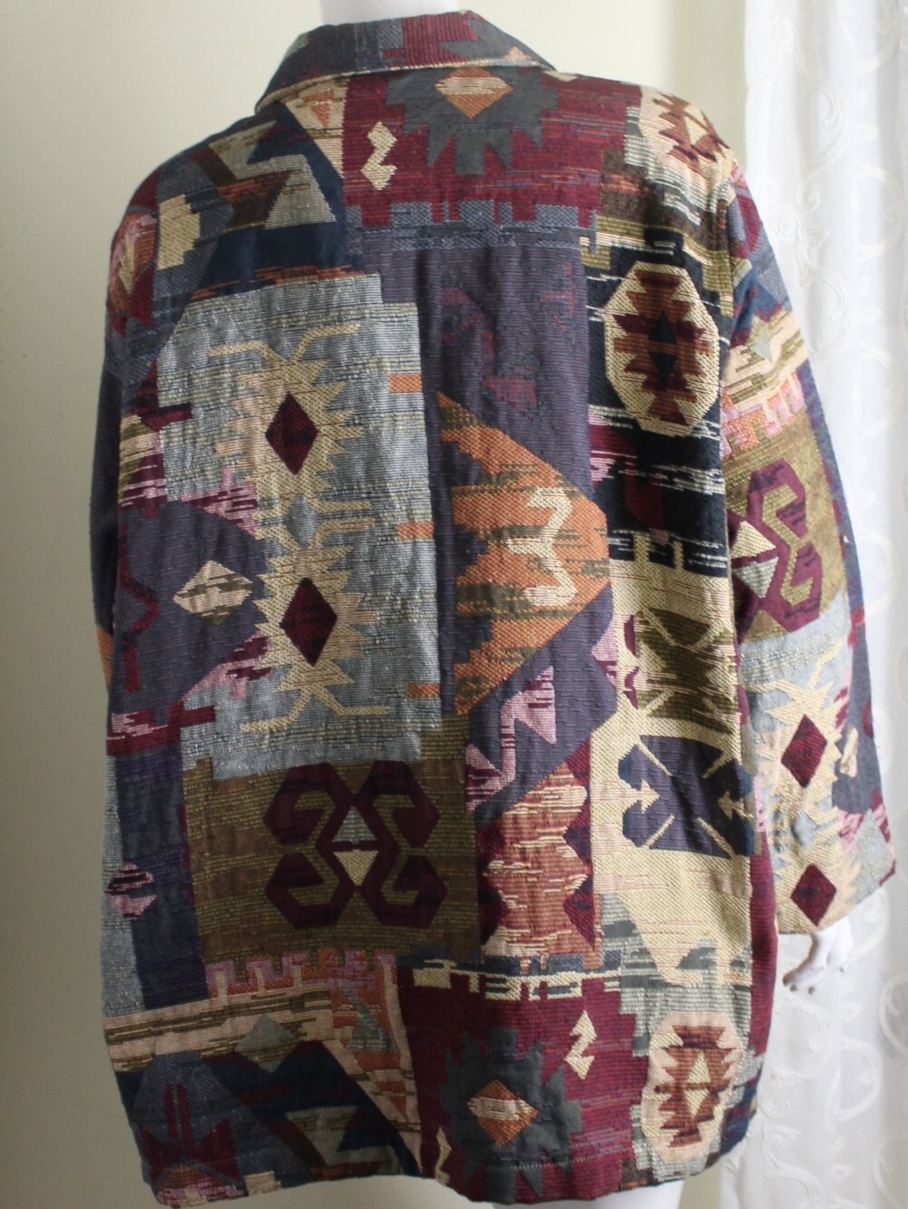 Coldwater Creek Sz 1X 2X 53″ Bust Western Southwest Indian Woven Jacket Coat