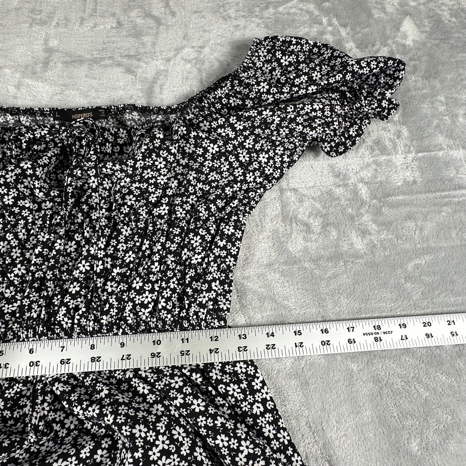 Hesperus Floral Mini Dress Womens L Black White Cottagecore Boho Y2K Babydoll