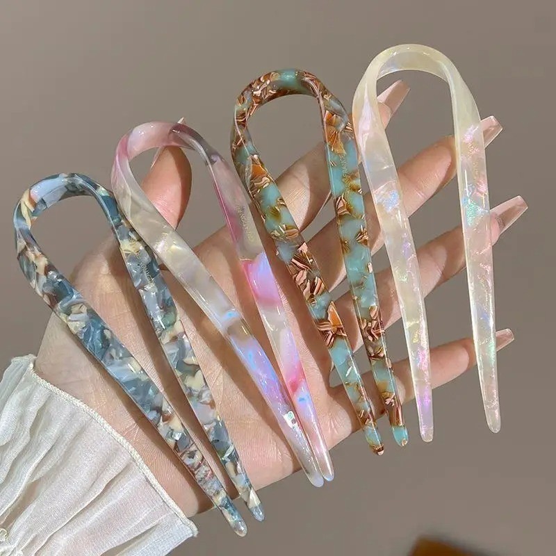 U-Shaped Hair Fork Tortoiseshell Acetate Acrylic Hairpin Fashion Hair Stick