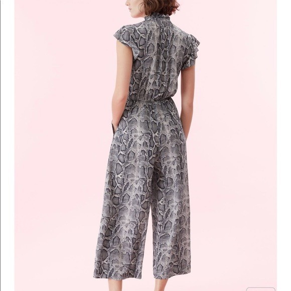 REBECCA TAYLOR Silk Snake Print Jumpsuit Wide Leg Pockets $495 Posh Chic 6 B10