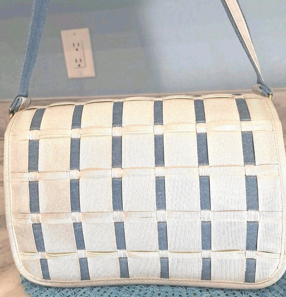 TangoBag Denim/Canvas Silver Organizer Multi Pocket Crossbody Handbag
