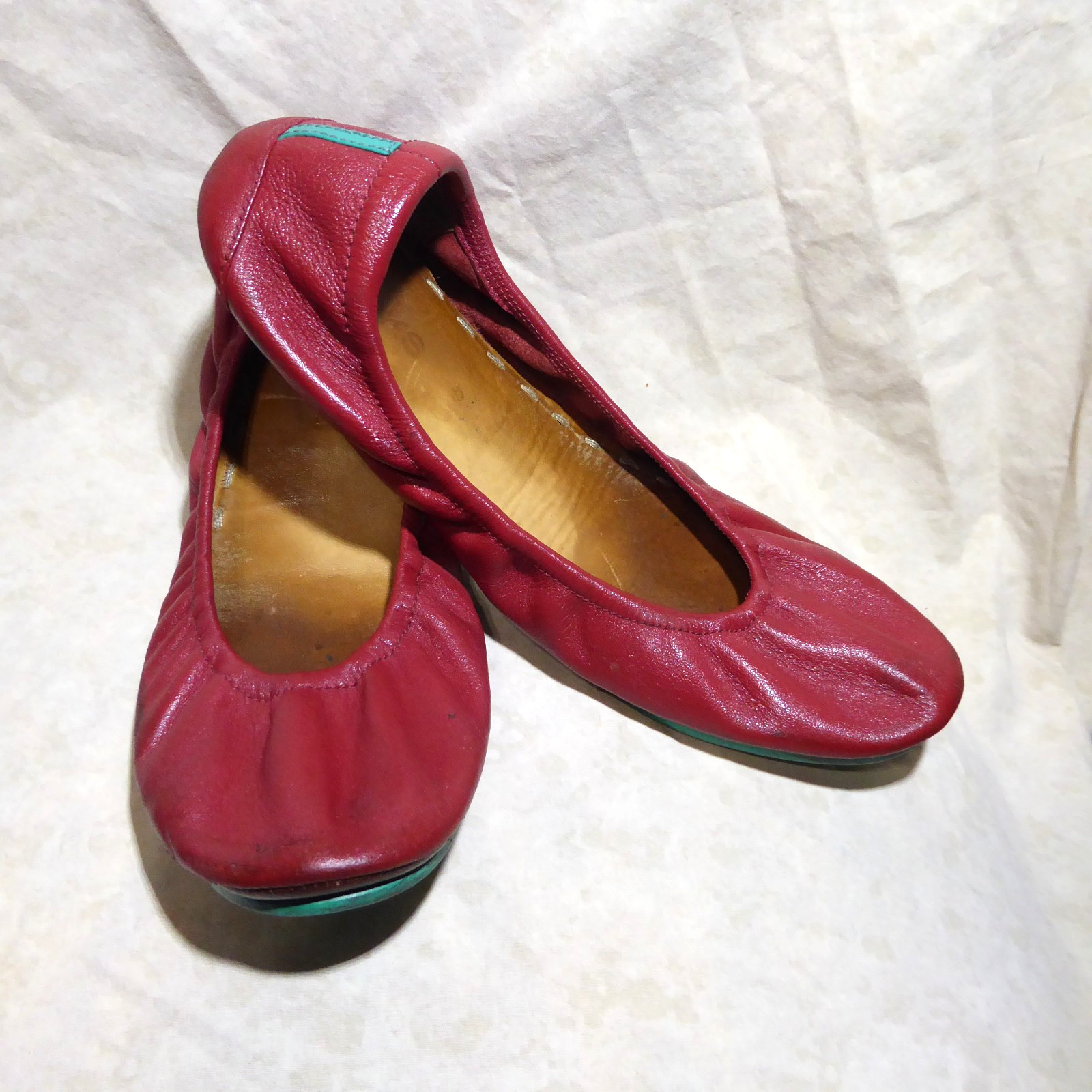 🩰 Tieks by Gavrieli Foldable Ballet Flats sz 9 Cardinal Red 100% Nappa Leather