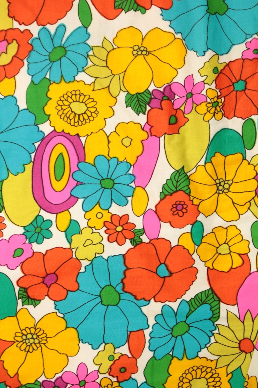 VTG 60s Bright Colorful Psychedelic Floral Sheath Dress Sz S/M 1960s John Abbott