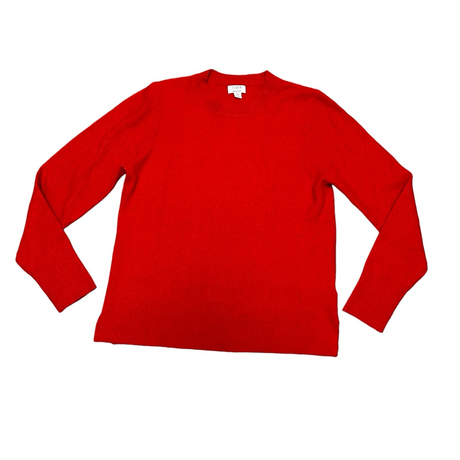 J Crew Womens Red Extra Soft Sweater Medium Old Money Preppy Office Minimal