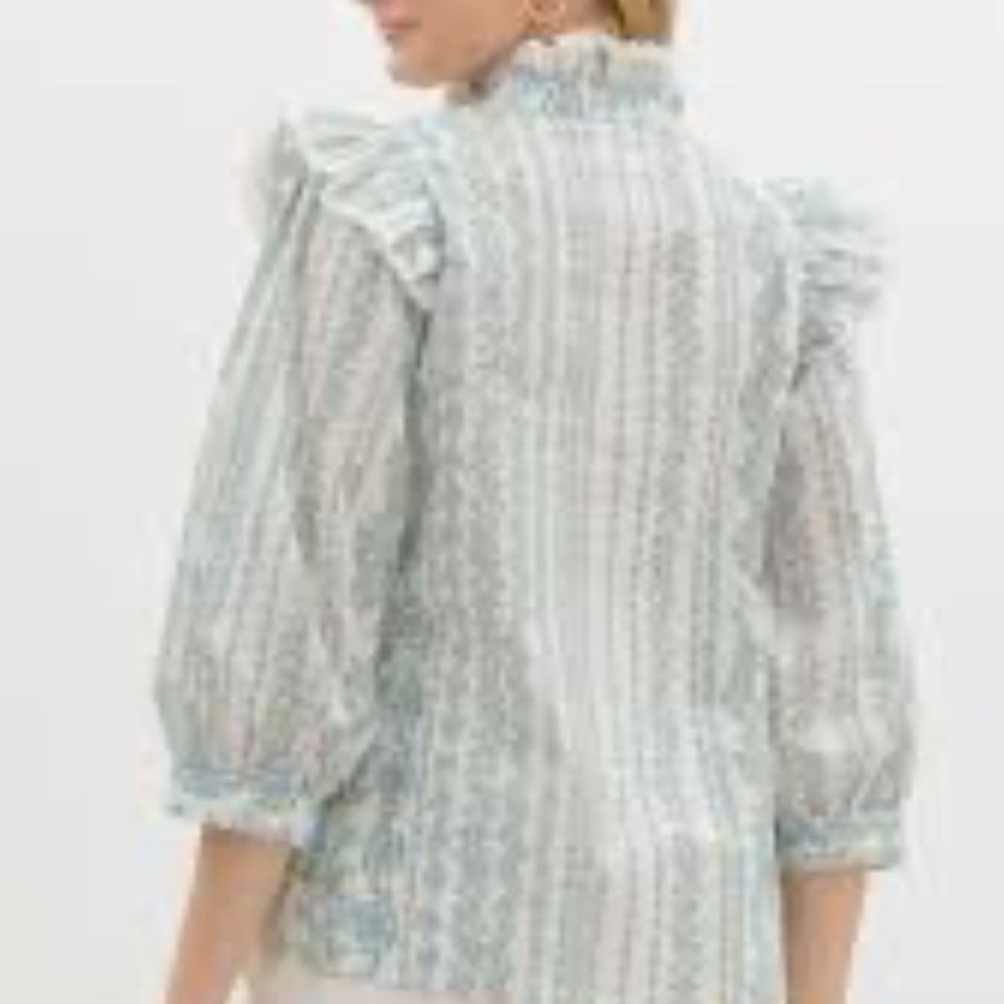Womens Large Cotton Top Victorian Garden Blouse Crochet Coquette Shirt Edwardian