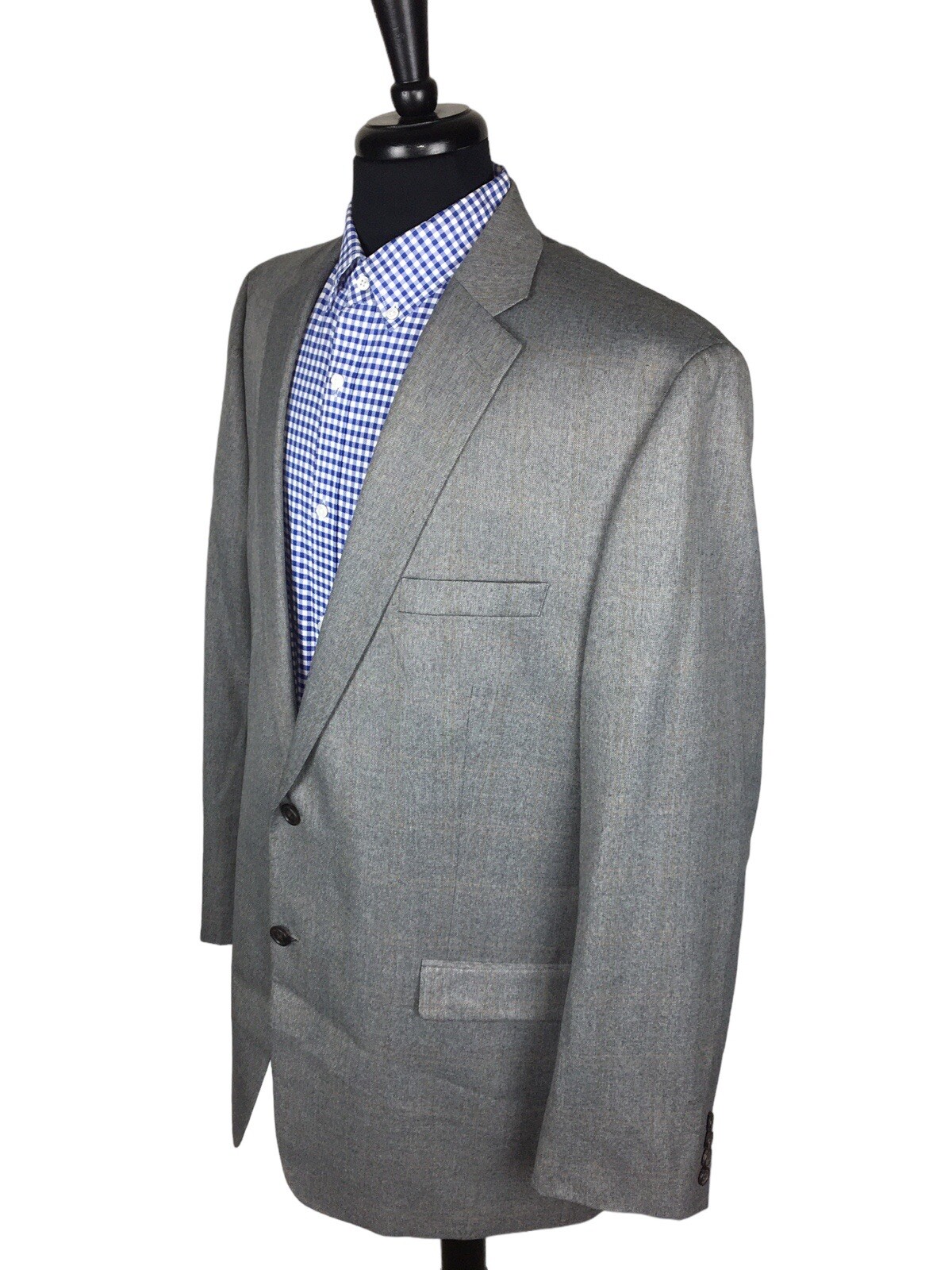 Lauren Ralph Lauren Mens Gray/Brown Herringbone Poly Blend Sport Coat Blazer 48L