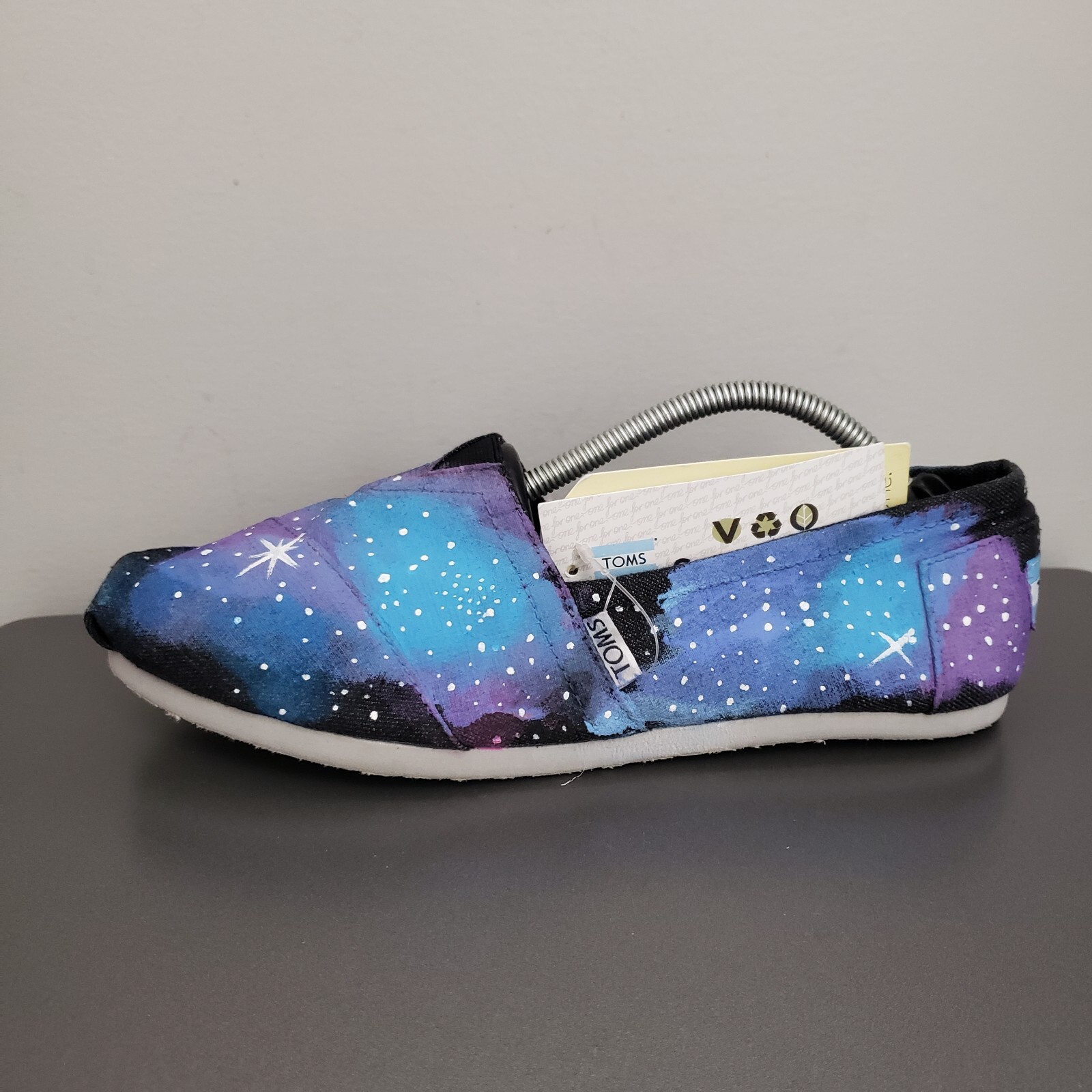 Hand Painted Original Toms Womens 8.5 Night Sky Stars Purple Blue Black Shoes