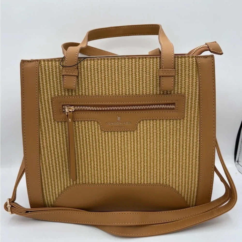 London Fog Tan and Cream Tote Bag
