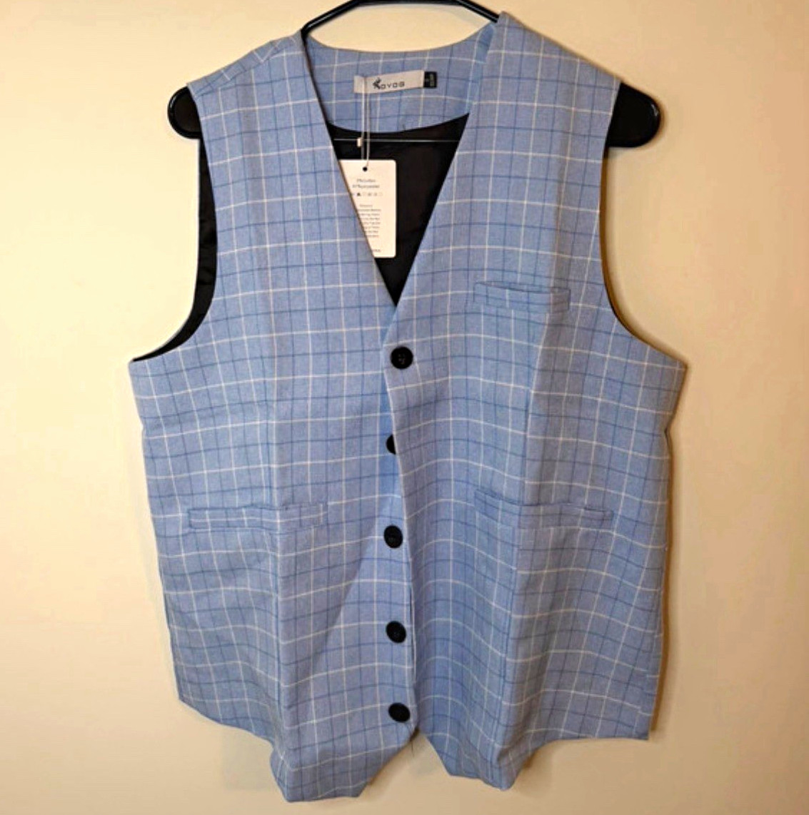 Light Blue Windowpane Tailored Vest – Modern Formal Wear