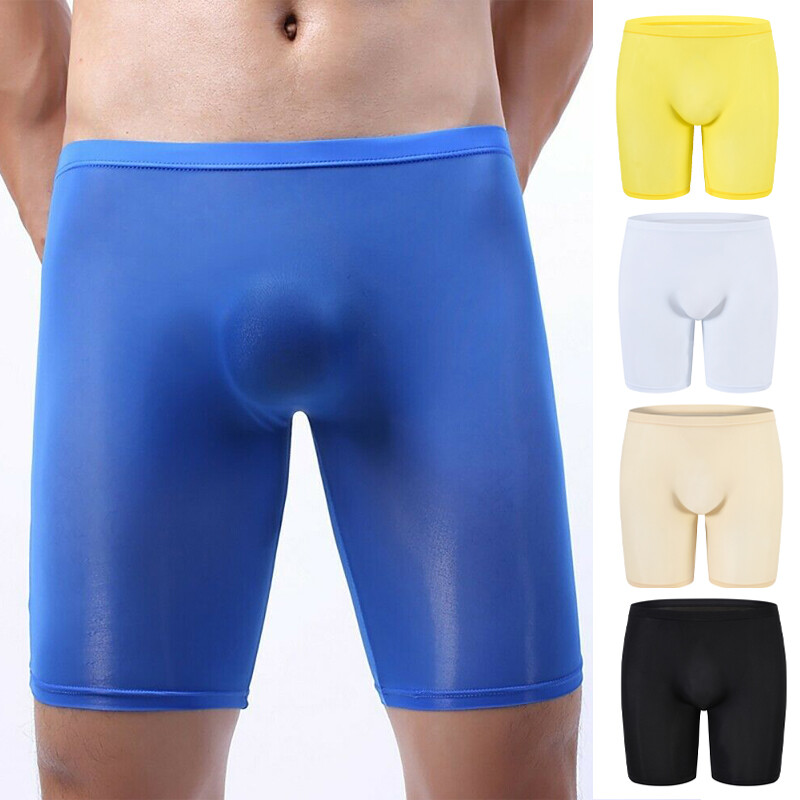 Men Trunks Underwear Boxer Briefs Ice Silk Seamless Sexy Shorts Long Underpants❤